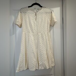 Madewell Cream Eyelet Mini Cottagecore Swing Dress (Size 2)